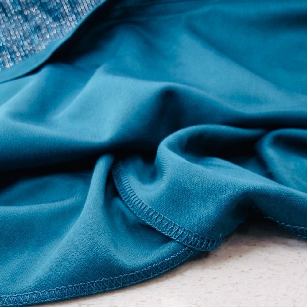 Lulus NWT Teal Metallic Pleated V-Neck Empire Waist Party Dress XL - Picture 7 of 12